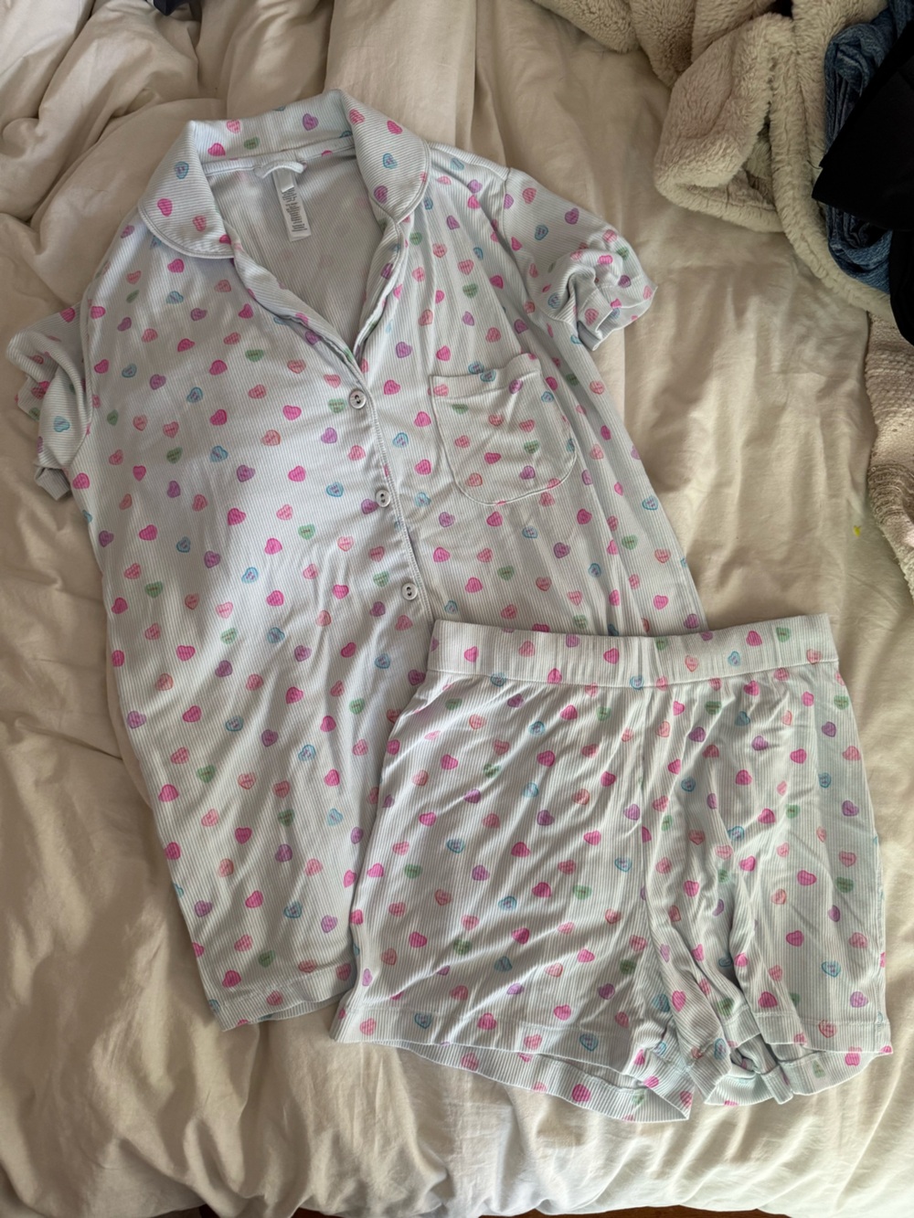 Skims Candy Hearts Soft Lounge Sleep Set, size XS